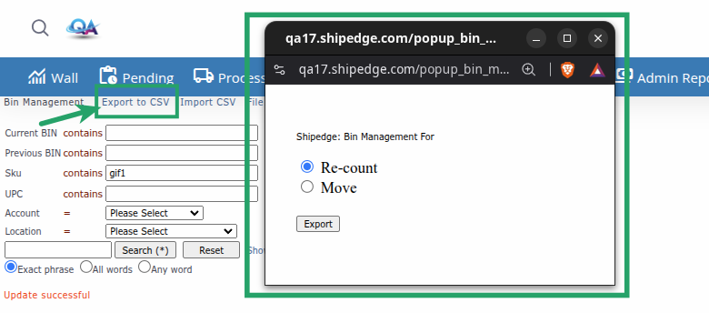 Exporting Bin Data